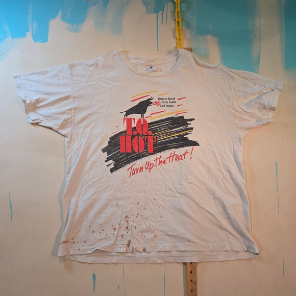 Delta Other - VTG 80s Thrashed Tequila T-Shirt Gold Tequila Turn Up the Heat XL Single Stitch